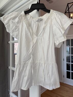 Joe’s Jeans White Puff-Sleeve Peasant Top - Women's